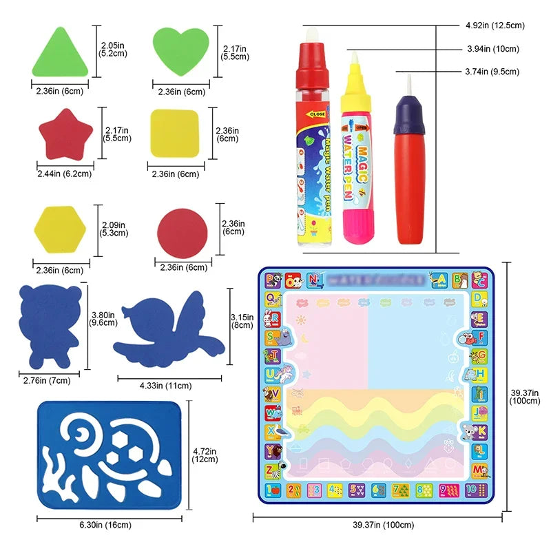 Oversized Magical Water Canvas Pens Montessori Toys Learning Blanket Writing Children Drawing Repeated Graffiti Painting Kid Toy