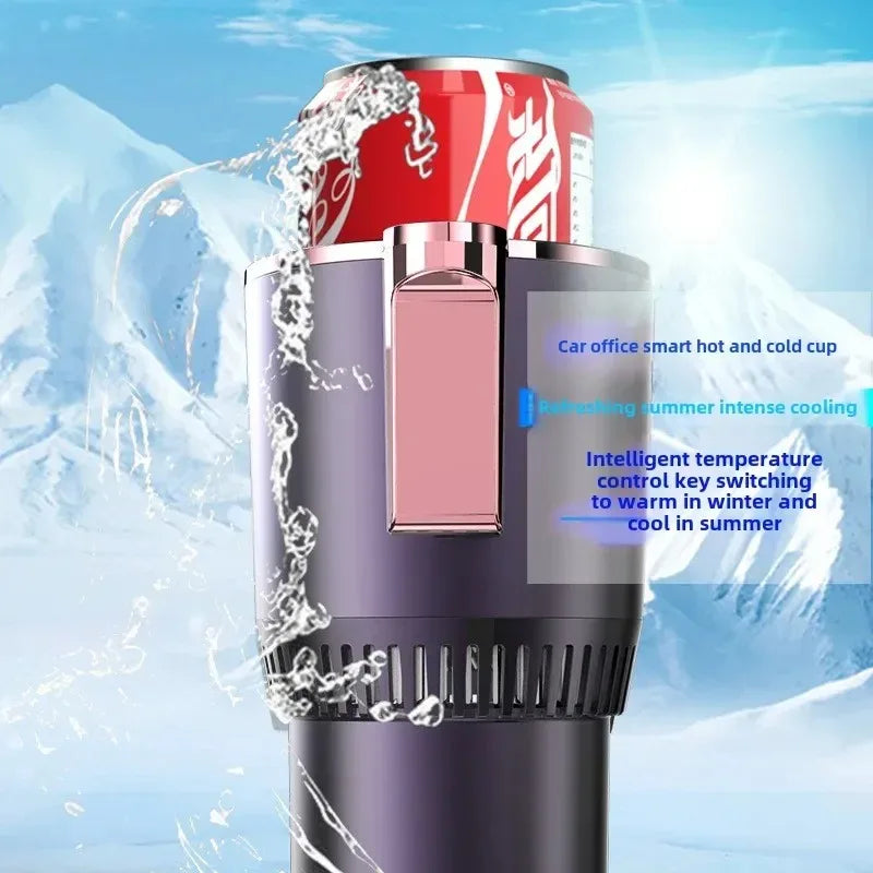 2-In-1 Car Cup Holder Cooler Warmer 12V Smart Temperature Control Rapid Heating/Cooling Mug for Travel/Office/Home