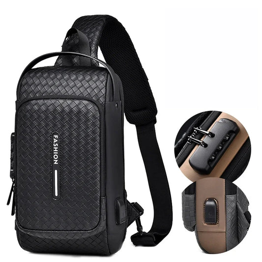 Stylish Anti-Theft Men's Chest Bag with USB Charging - Portable Crossbody Backpack for Outdoor Sports